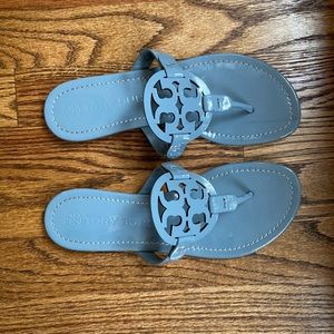 Miller Logo Patent Flat Thong Sandals